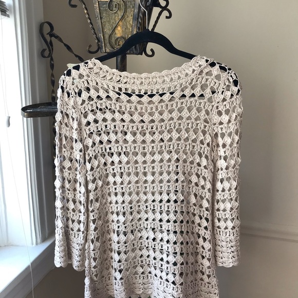 Silk and linen crochet lace sweater XS/S - Picture 9 of 16